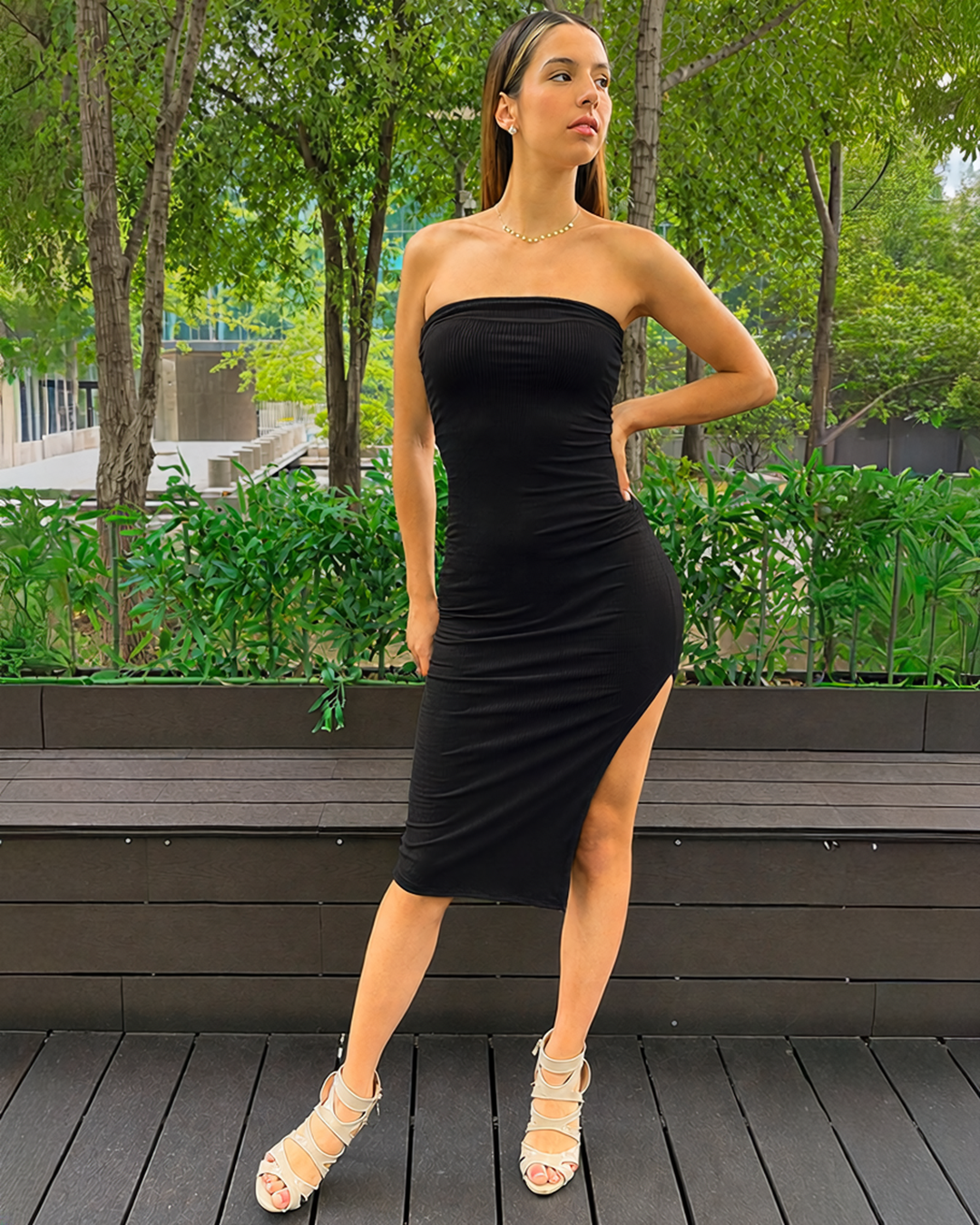 Vestido Cleo Strapless color negro - Seng